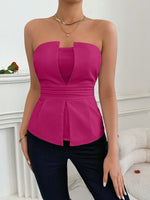 Top Senza Spalline Estivo Da Donna Con Design Svasato