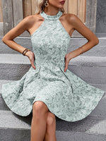 Abiti floreale jacquard con collo halter