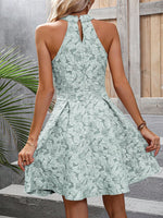 Abiti floreale jacquard con collo halter