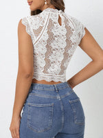 Top Moda Donna Ricamato A Maglia E Svuotato