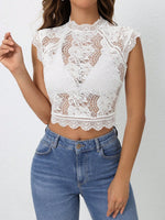 Top Moda Donna Ricamato A Maglia E Svuotato