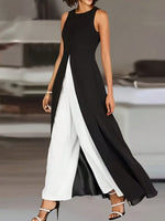 Top Senza Maniche Monocromatico Da Donna Con Orlo Diviso E Pantaloni Abbinati