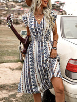 Vestito BohŽmien A Pois Con Incrocio A V E Con Cintura Da Legare In Vita