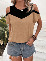 Maglia A Maniche Corte Con Spalle Scoperte E Blocchi Di Colore A Contrasto