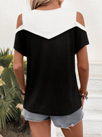 Maglia A Maniche Corte Con Spalle Scoperte E Blocchi Di Colore A Contrasto