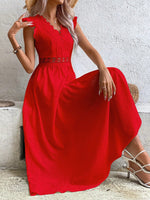 Vestito Da Pattinatore Con Maniche Svolazzanti In Pizzo A Patchwork A Tinta Unita Per Signore