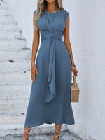 Abito senza maniche in tinta unita alla moda da donna