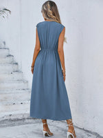 Abito senza maniche in tinta unita alla moda da donna