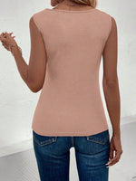 Canottiera Da Donna A Maniche Corte Tinta Unita Per L'estate