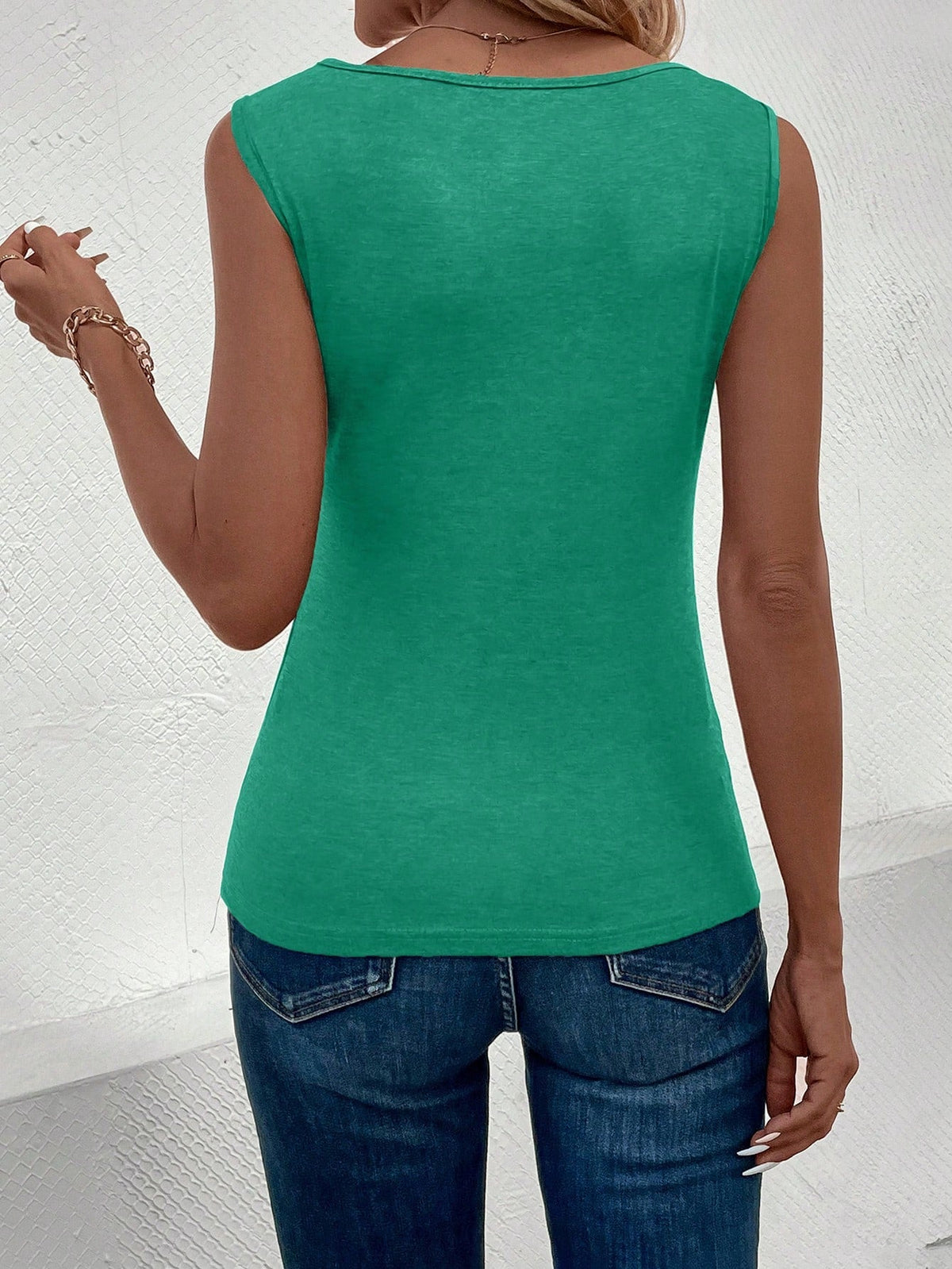 Canottiera Da Donna A Maniche Corte Tinta Unita Per L'estate