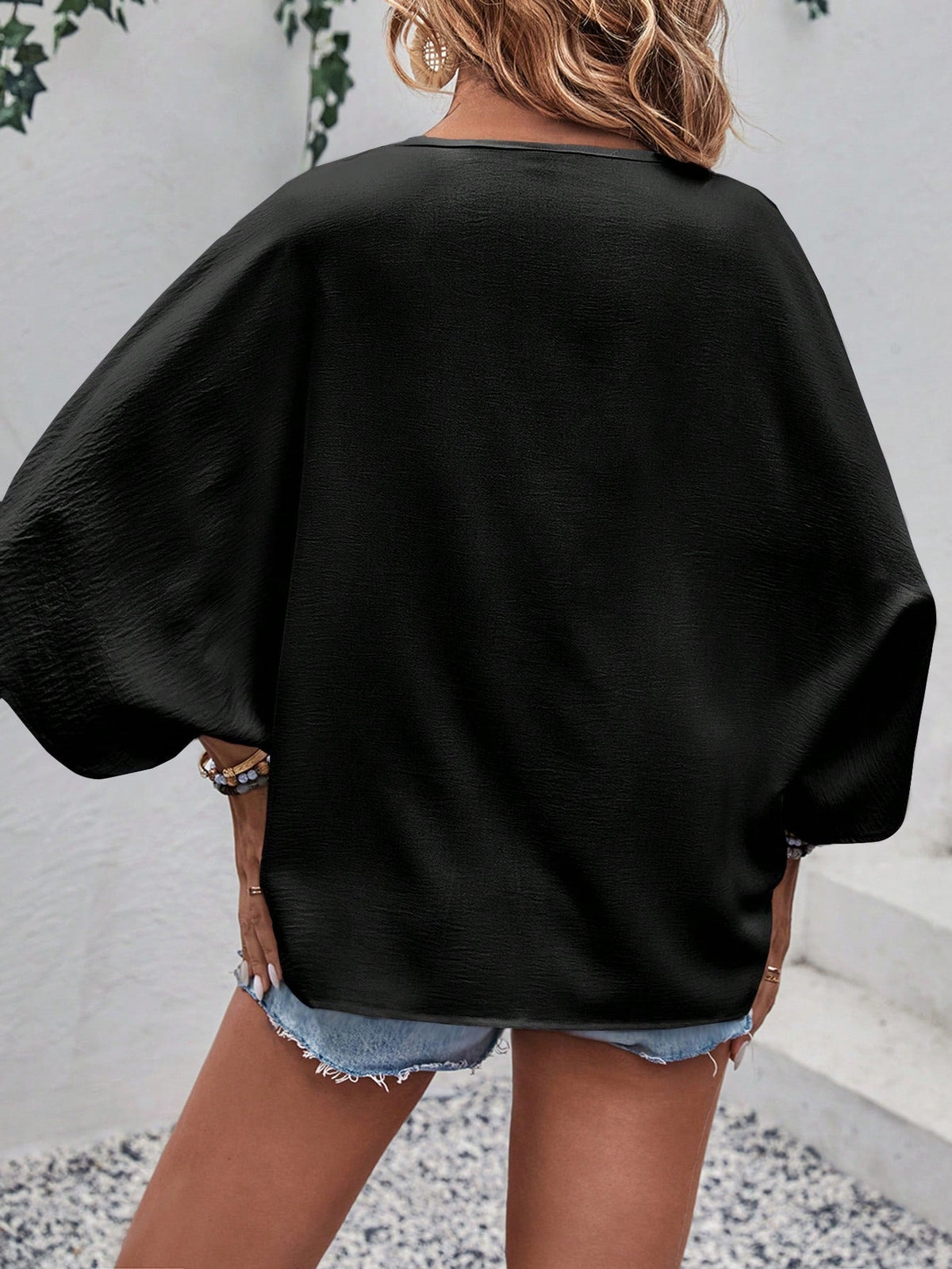 Camicia Casual Con Bottoni Frontali E Collo In Tessuto Testurizzato