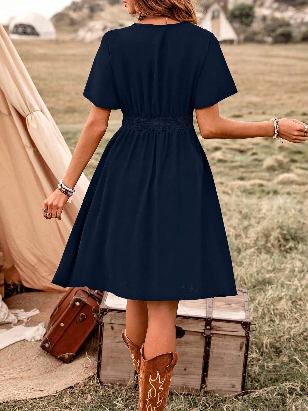 Abito Casual Di Patchwork All'uncinetto