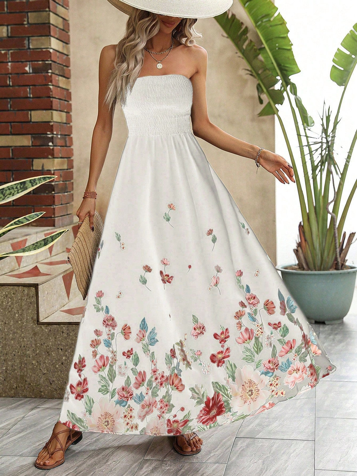 Abito tubo con stampa floreale