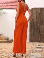 Salopette Moda Donna Tinta Unita Collo A V Con Spalline Sottili