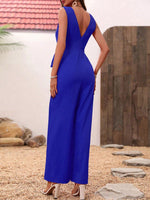 Salopette Moda Donna Tinta Unita Collo A V Con Spalline Sottili