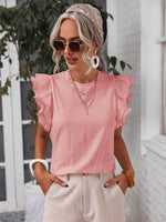 Maglietta semplice e ordinaria da donna con decorazioni di pizzo floreale da indossare ogni giorno