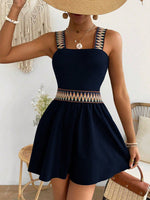 Salopette In Patchwork Geometrico Jacquard Con Fascia Elastica In Vita