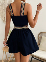 Salopette In Patchwork Geometrico Jacquard Con Fascia Elastica In Vita