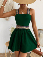 Salopette In Patchwork Geometrico Jacquard Con Fascia Elastica In Vita