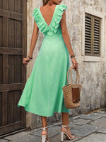 Vestito A Patchwork A Righe Da Donna Con Orlo Arricciato E Vita Stretta