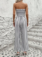 Tuta Jumpsuit A Gambe Larghe Stampata Senza Spalline