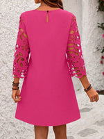 Abito estivo da vacanza con maniche in pizzo e tinta unita da donna