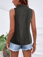 Camicia senza maniche casual da vacanza con colletto e bottoni