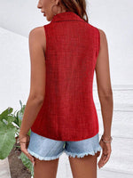 Camicia senza maniche casual da vacanza con colletto e bottoni