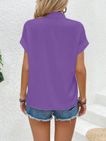 Camicia A Maniche A Pipistrello Con Colletto A Spacchi E Colore Unito