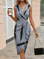 Abiti con stampa pennellate con bordo a volant contorto nodo laterale