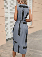 Abiti con stampa pennellate con bordo a volant contorto nodo laterale