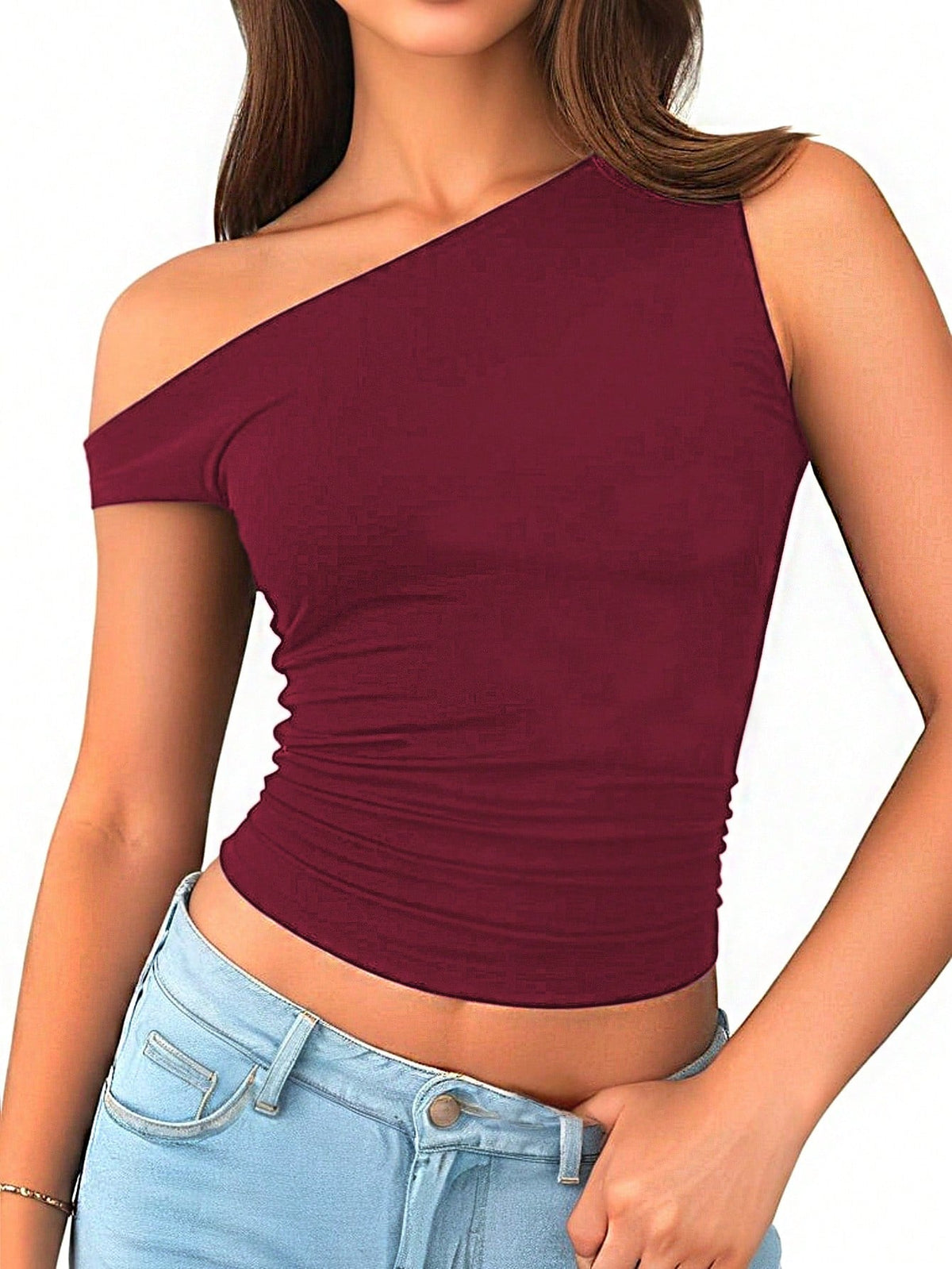 Top Corto Con Scollatura Asimmetrica Per Donne