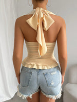 Canotta con bordo a volant plissettato