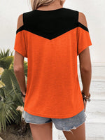 Maglia A Maniche Corte Con Spalle Scoperte E Blocchi Di Colore A Contrasto