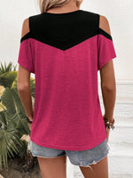 Maglia A Maniche Corte Con Spalle Scoperte E Blocchi Di Colore A Contrasto