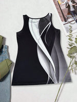 Canotta estiva alla moda con stampa, leggera e versatile per donne mature in vacanza