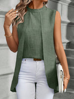 Blusa Da Donna Senza Maniche Con Colletto Alto E Orlo Asimmetrico