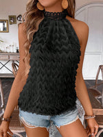 Blusa Senza Maniche Casual Estiva Con Inserti Di Pizzo