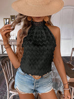 Blusa Senza Maniche Casual Estiva Con Inserti Di Pizzo