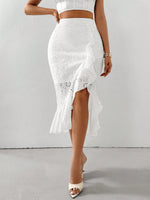 Abito estivo da vacanza da donna con taglio floreale a orlo a ruche