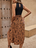 Vestito A Abbottonatura Avvolgente Con Stampa A Patchwork E Spacco