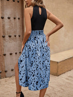 Vestito A Abbottonatura Avvolgente Con Stampa A Patchwork E Spacco