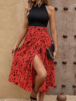 Vestito A Abbottonatura Avvolgente Con Stampa A Patchwork E Spacco