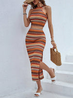 Set di top senza maniche estivi casual da donna con collo a halter e gonna