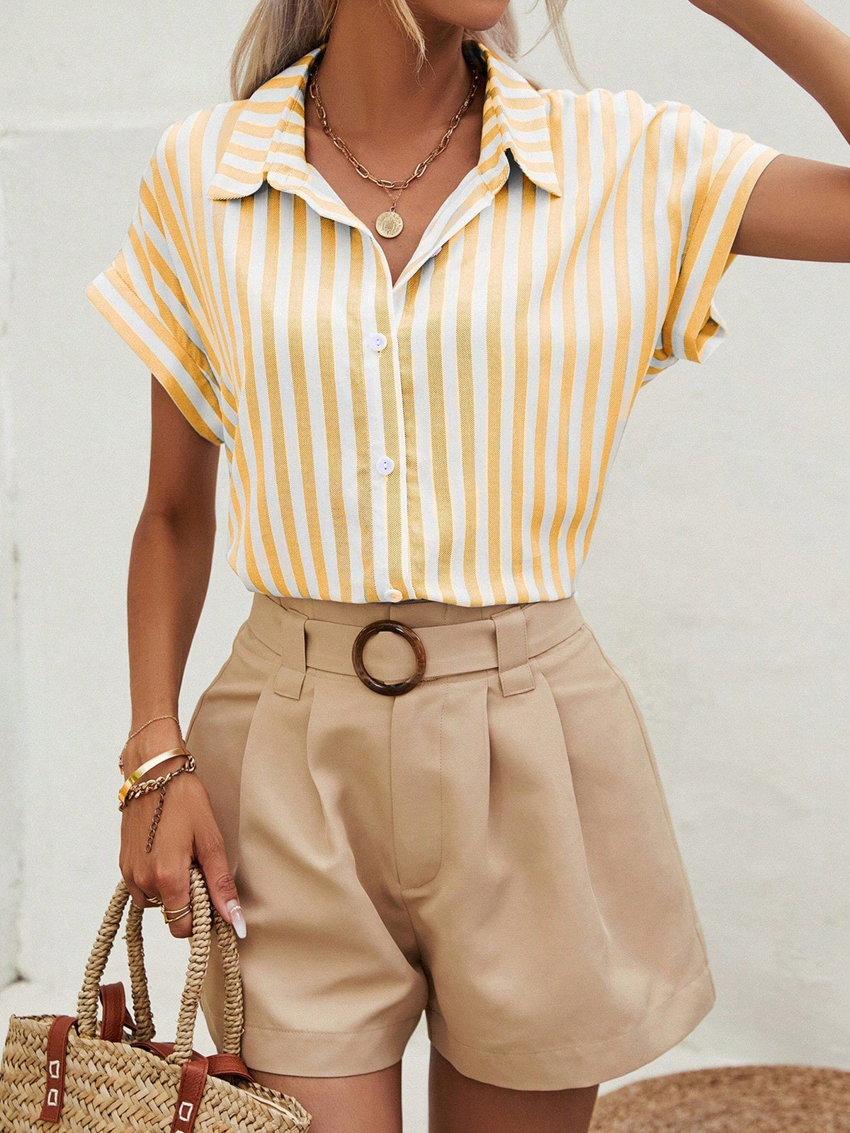 Camicia A Righe Con Maniche A Pipistrello Abiti Estivi