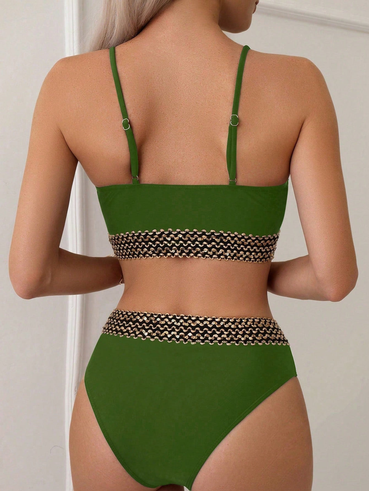 Set bikini sexy Patchwork estivo da spiaggia con cinghie intrecciate per le donne