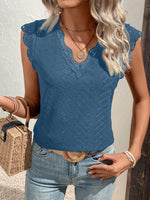 Maglietta pizzo a contrasto con orlo smerlato schiffy