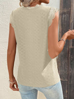 Maglietta pizzo a contrasto con orlo smerlato schiffy