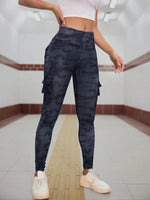 Leggings con stampa mimetica tasca laterale con patta corsa yoga elastici