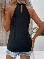 Top corta estivo a collo alto con spalline incrociate e pizzo a prezzo casual per le donne